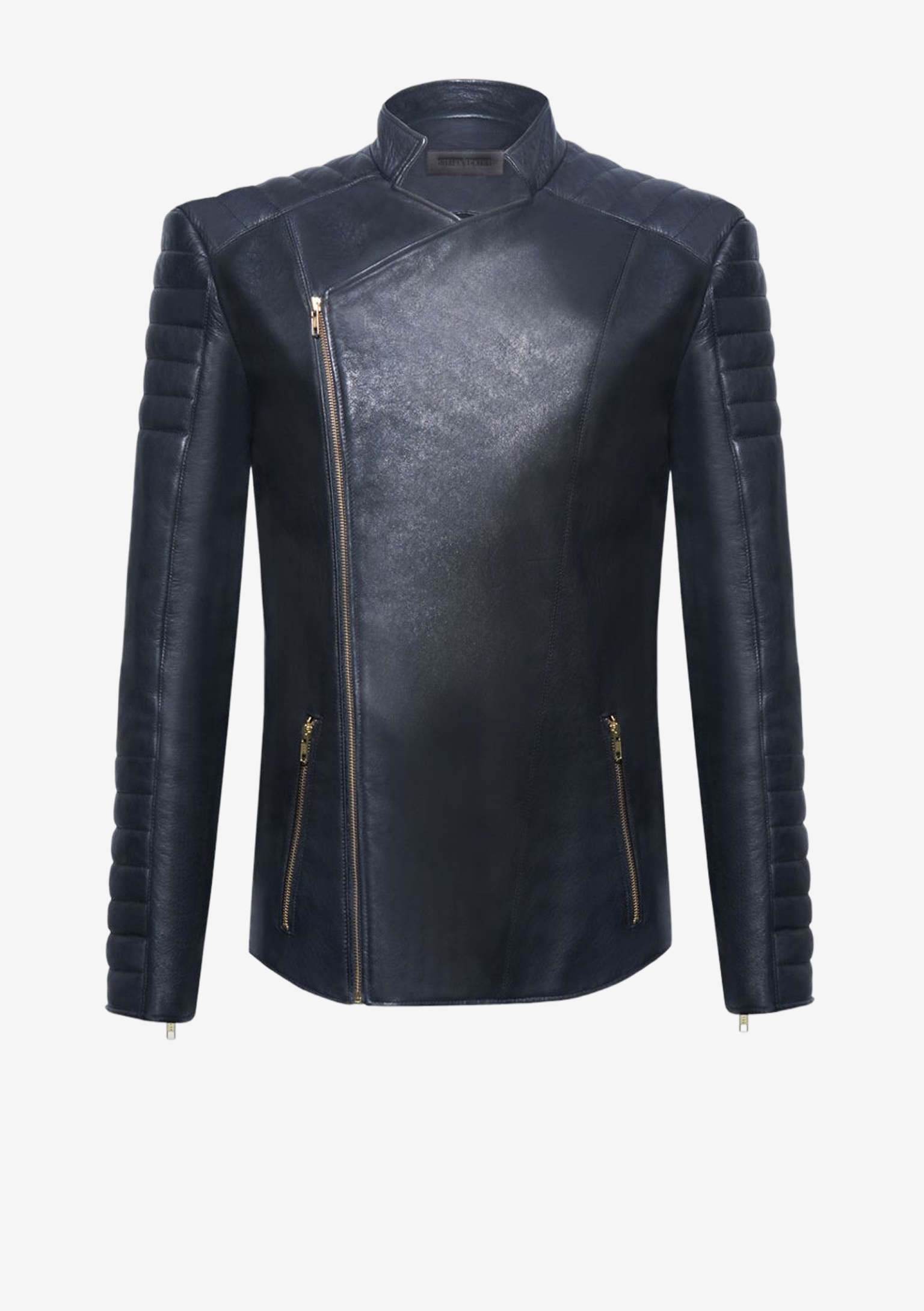 Luxus Lederjacke Herren von Designer Stefan Eckert aus Hamburg, Bikerjacke für Herren aus schwarzem Lammleder mit Steppungen
