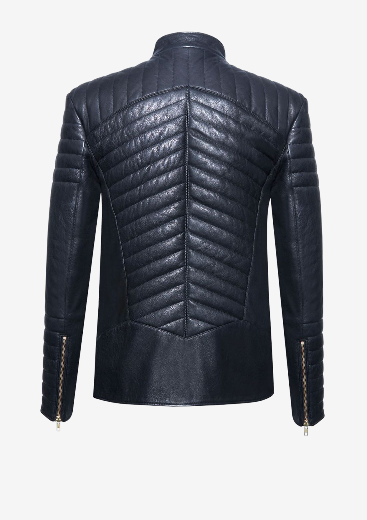 Luxus Lederjacke Herren von Designer Stefan Eckert aus Hamburg, Bikerjacke für Herren aus schwarzem Lammleder mit Steppungen