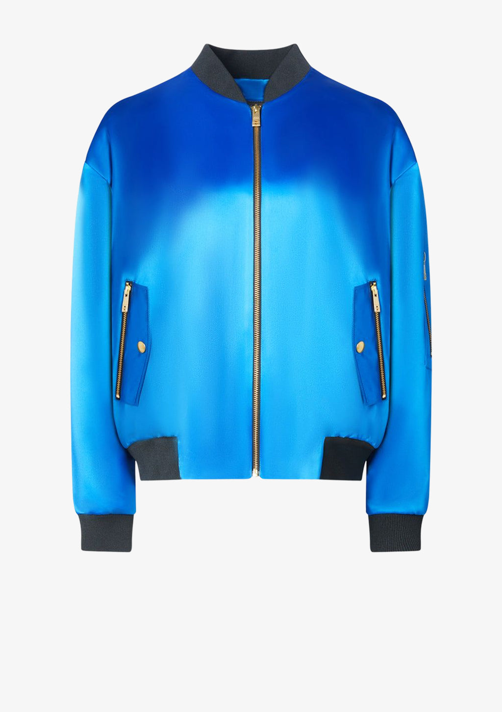 Luxus Bomberjacke für Damen von Designer Stefan Eckert in blau. Erhältlich in Hamburg, London, New York, London und Paris. Luxury bomber jacket for women by designer Stefan Eckert in blue. Available in Hamburg, London, New York, London and Paris.