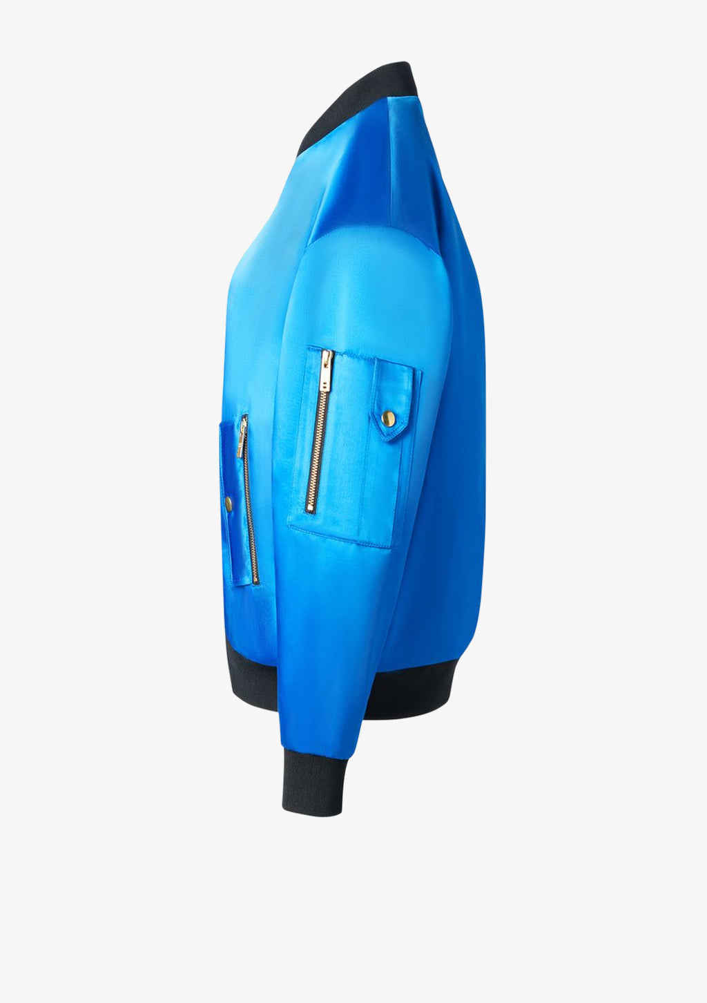 Luxus Bomberjacke für Damen von Designer Stefan Eckert in blau. Erhältlich in Hamburg, London, New York, London und Paris. Luxury bomber jacket for women by designer Stefan Eckert in blue. Available in Hamburg, London, New York, London and Paris.