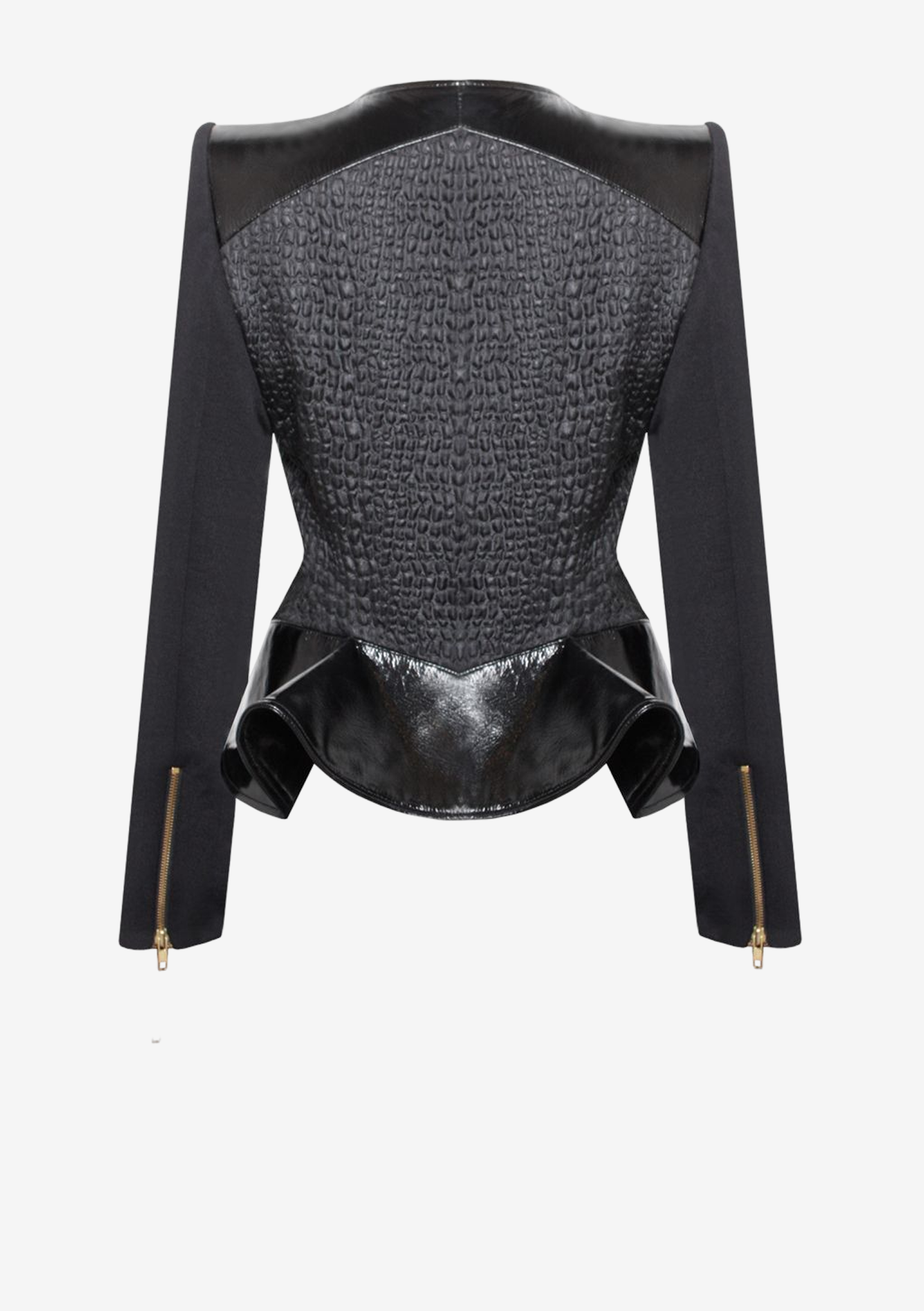 Damenjacke mit Schößchen - Bikerjacke in Kroko-Optik aus Quiltstoff, Übergangsjacke, von Designer Stefan Eckert aus Hamburg, 1