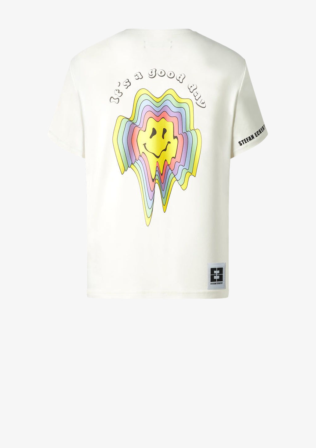 Designer T-Shirt by Stefan Eckert, made of high quality organic cotton, with smiley print and logo embroidery. For men and women. Available in two sizes.