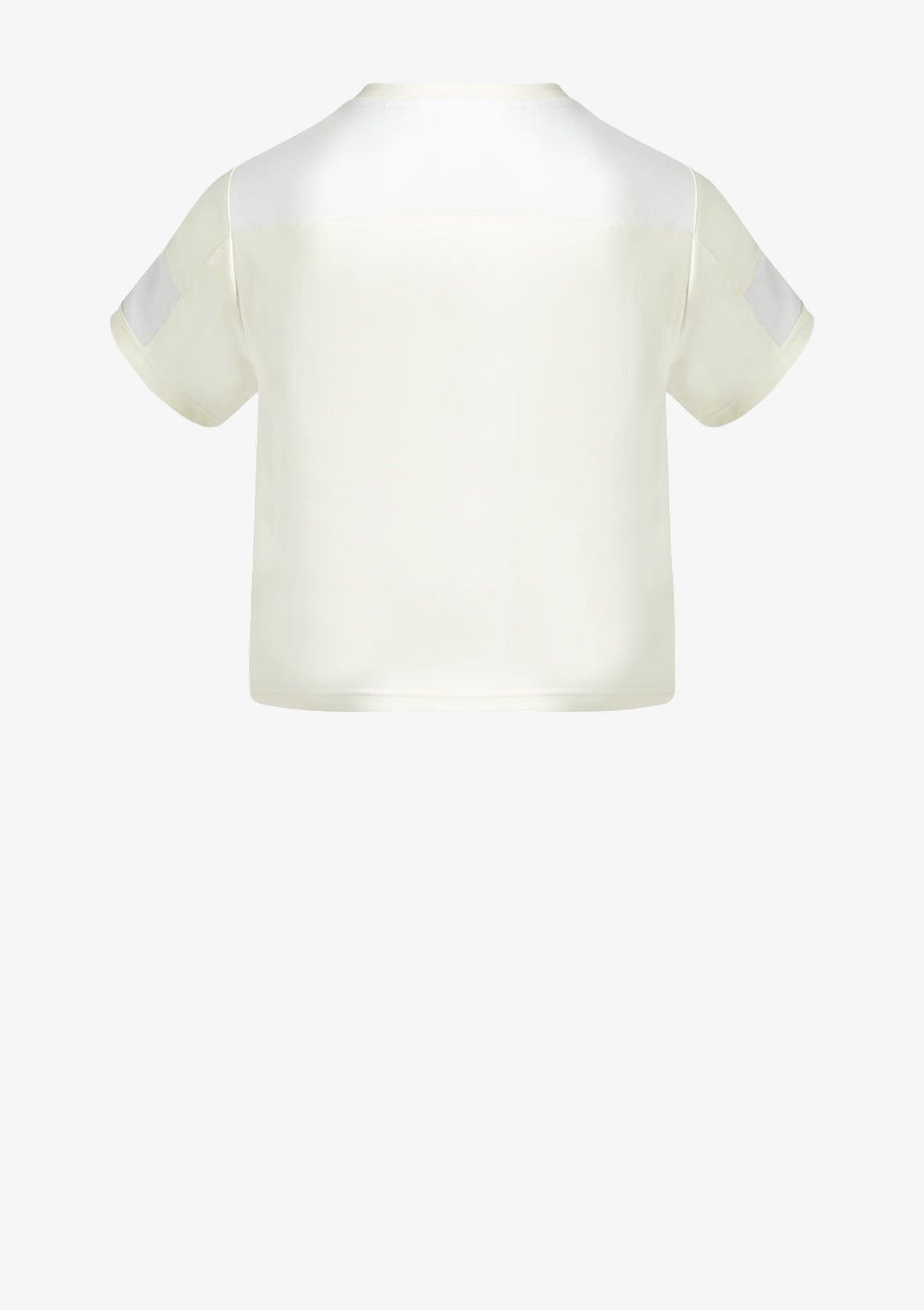 Designer T-Shirt by Stefan Eckert, made of high quality organic cotton, color ecru, with transparent sleeves. For women. Available in two sizes.