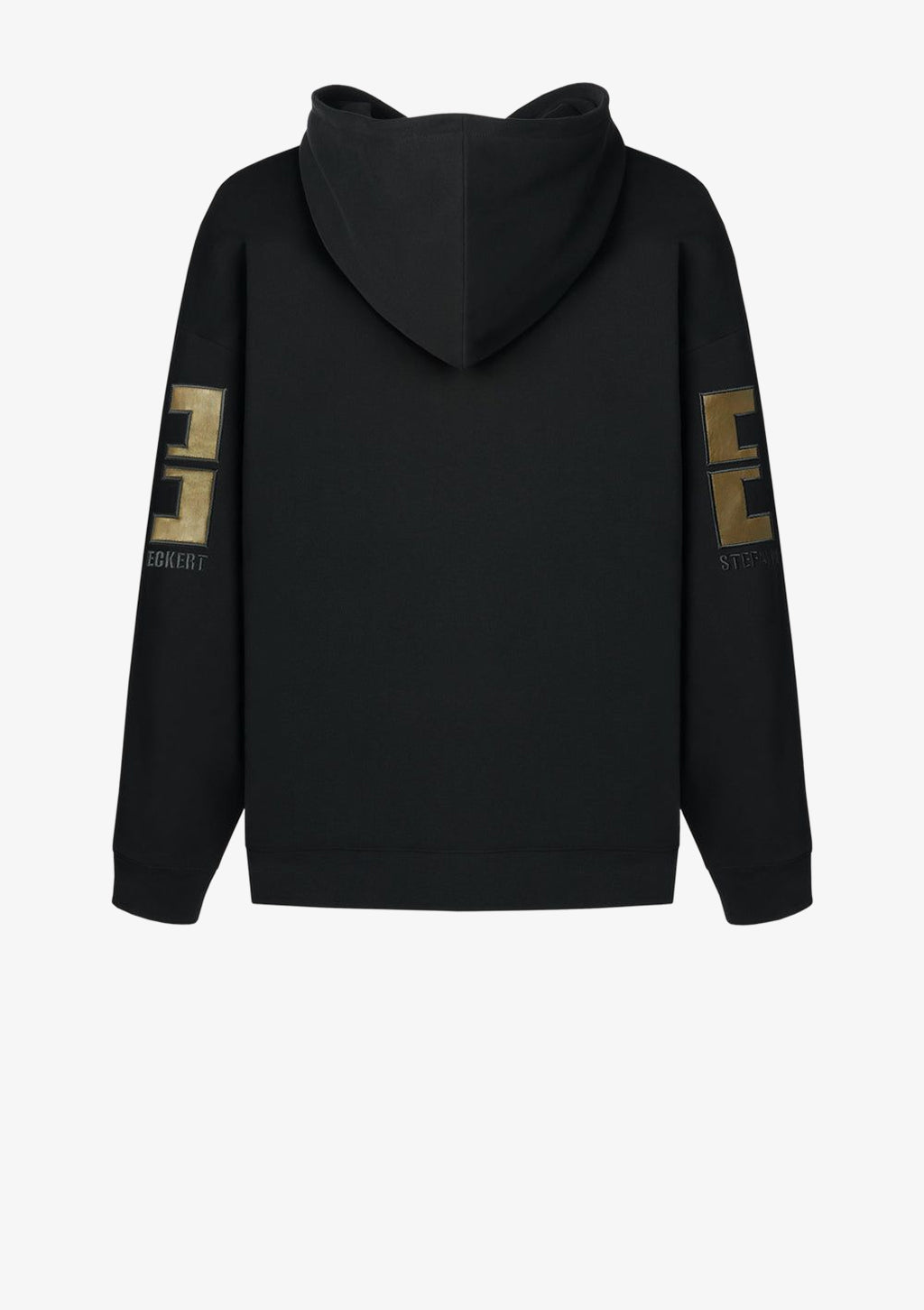Designer Zip Hoodie by Stefan Eckert, made of high quality organic cotton, color khaki, with leather embroidery and gold zipper. Menswear. Available in two sizes.