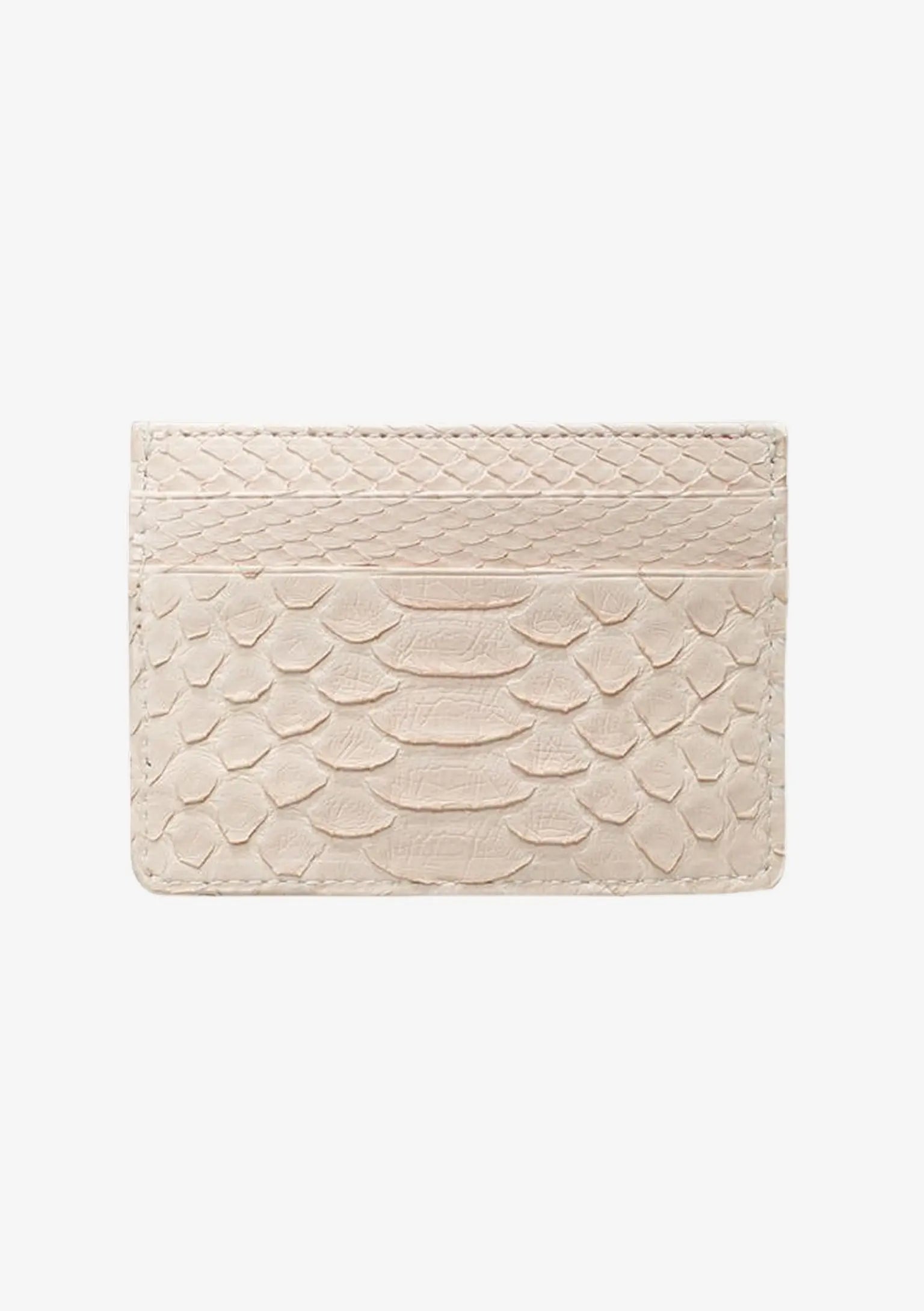 Designer Cardholder aus Pythonleder in Nude mit mehreren Kartenfächern und charakteristischer Schuppenstruktur