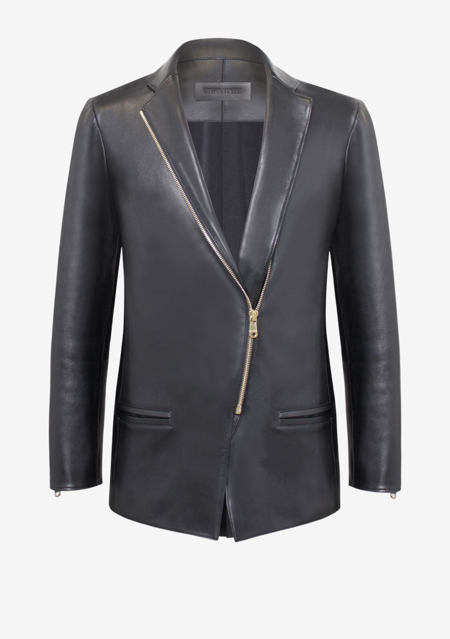 Lederblazer für Herren aus schwarzem Lammleder von Designer Stefan Eckert aus Hamburg.