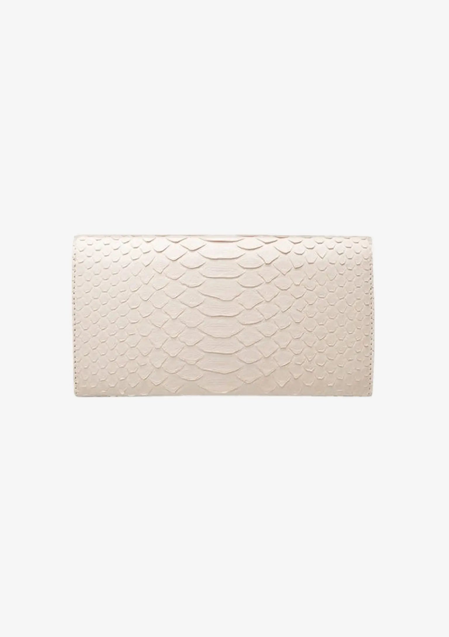 Designer Long Wallet aus Pythonleder in Nude in länglichem Format mit charakteristischer Pythonstruktur.