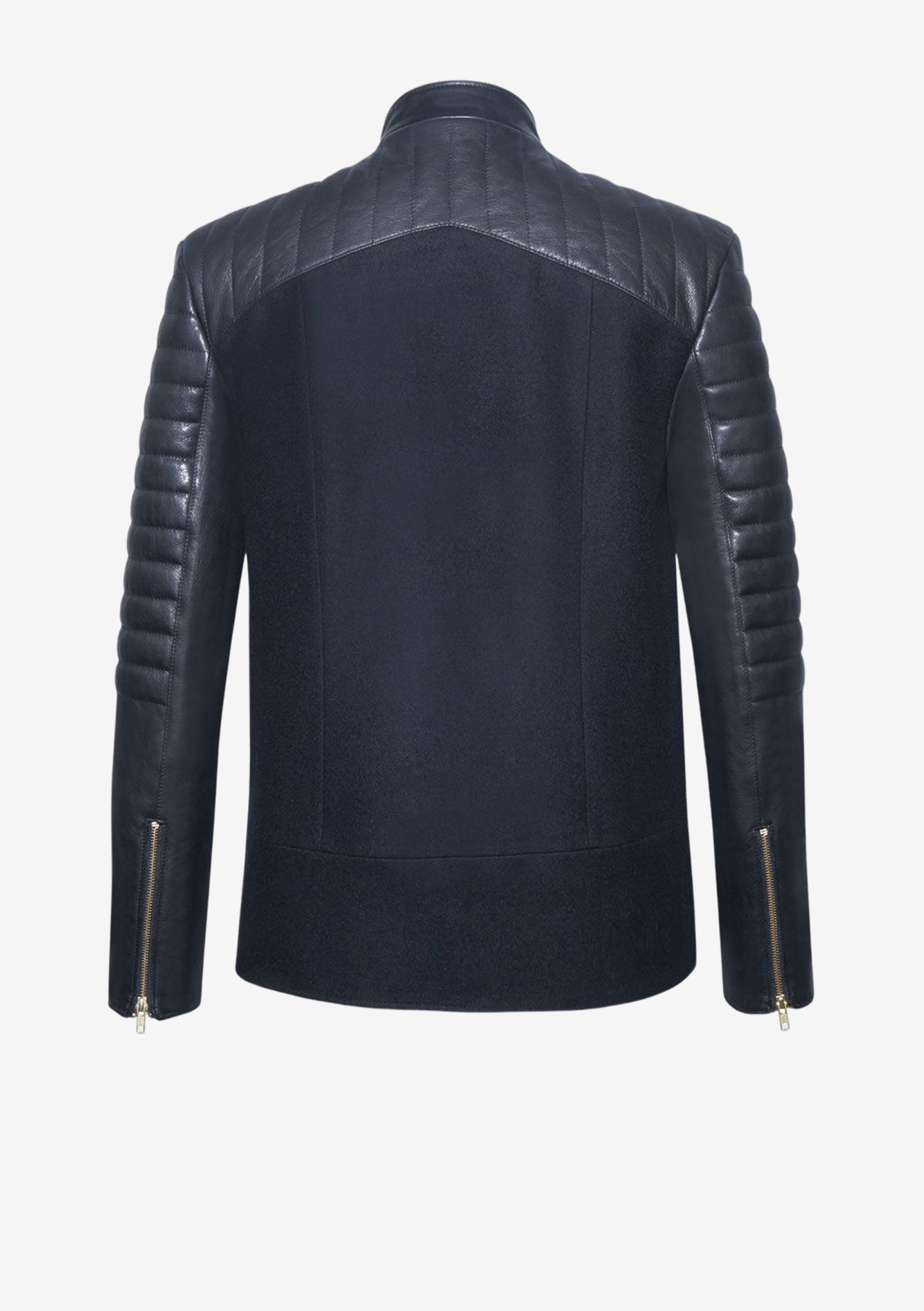Übergangsjacke aus Kaschmir und Leder für Herren in Farbe schwarz. Ein Modell von Designer Stefan Eckert aus Hamburg