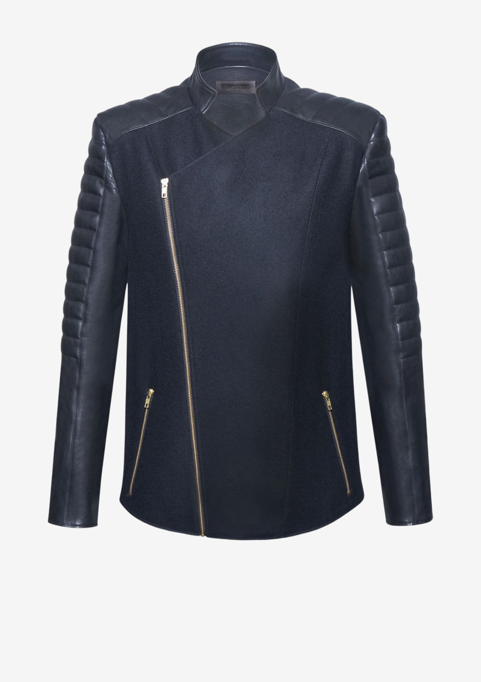 Übergangsjacke aus Kaschmir und Leder für Herren in Farbe schwarz. Ein Modell von Designer Stefan Eckert aus Hamburg