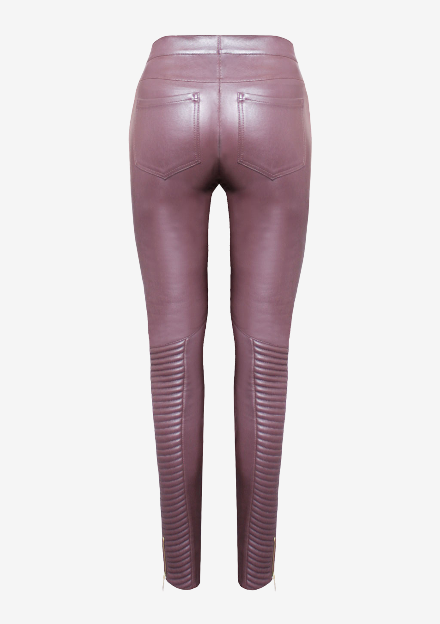Lederhose Damen Aubergine Biker, stretch,-von-Modedesigner-Stefan-Eckert-aus-Hamburg-1
