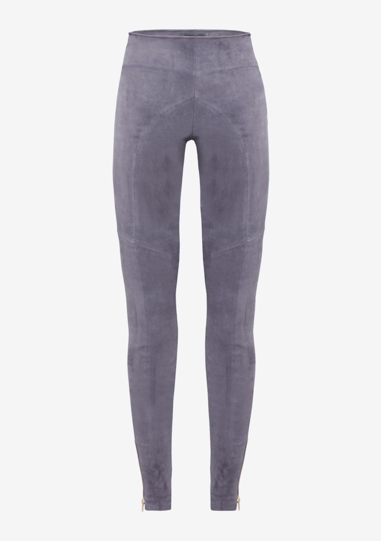 Lederhose Damen Velours Grau,-von-Modedesigner-Stefan-Eckert-aus-Hamburg-1