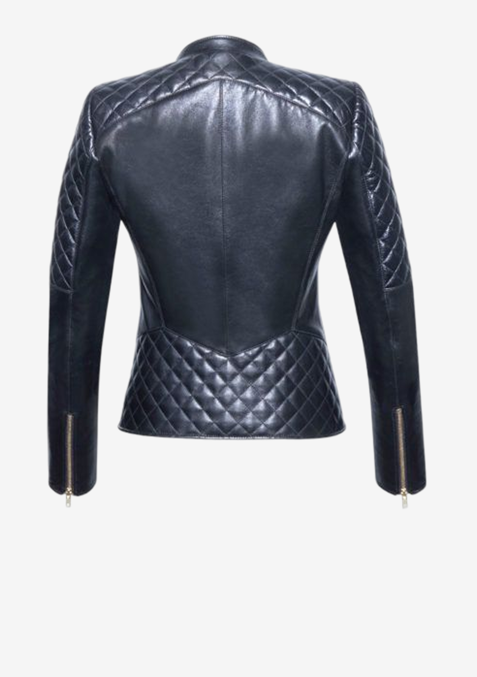 Lederjacke Damen Rauten B3 - Biker-Lederjacke-Damen-mit-Wabensteppung-back,-von-Modedesigner-Stefan-Eckert-aus-Hamburg-1