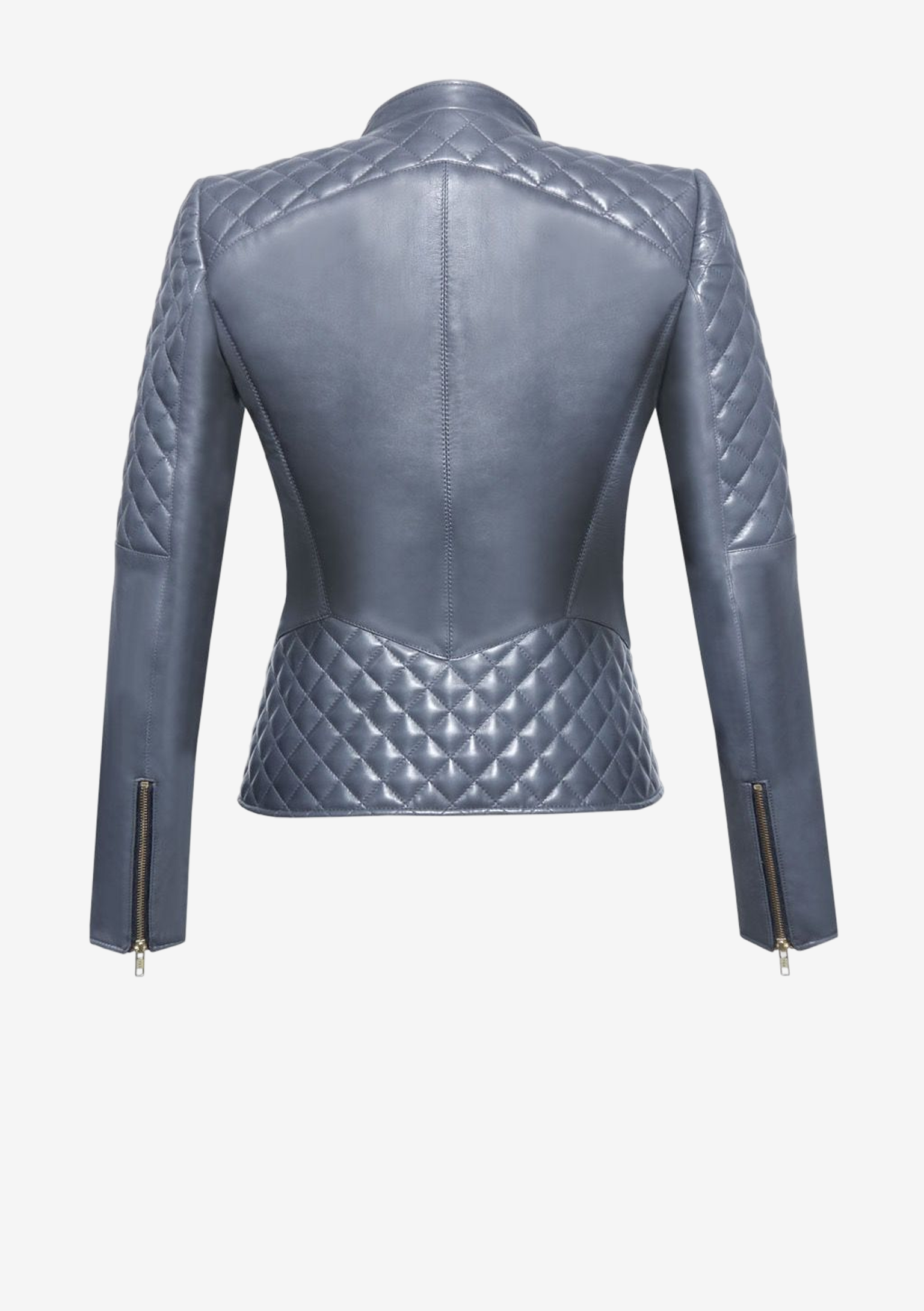 Lederjacke Damen Rauten G3 - Lederjacke-Bikerjacke-Damen,-Lammleder,-mit-Wabensteppung,-grau, von Designer Stefan Eckert aus Hamburg-1