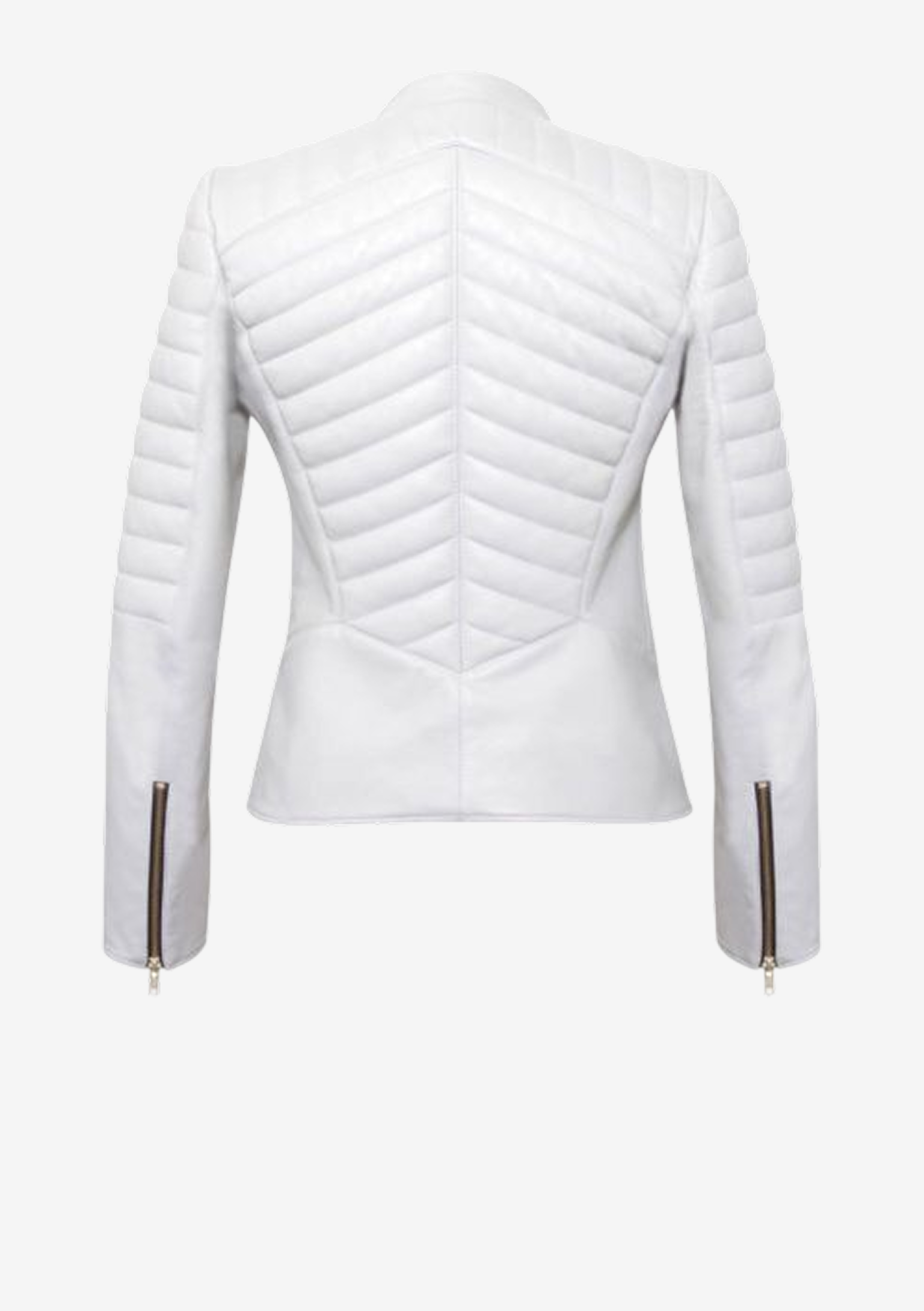 Luxus Lederjacke Damen weiß von Designer Stefan Eckert aus Hamburg, mit Rückentsteppung