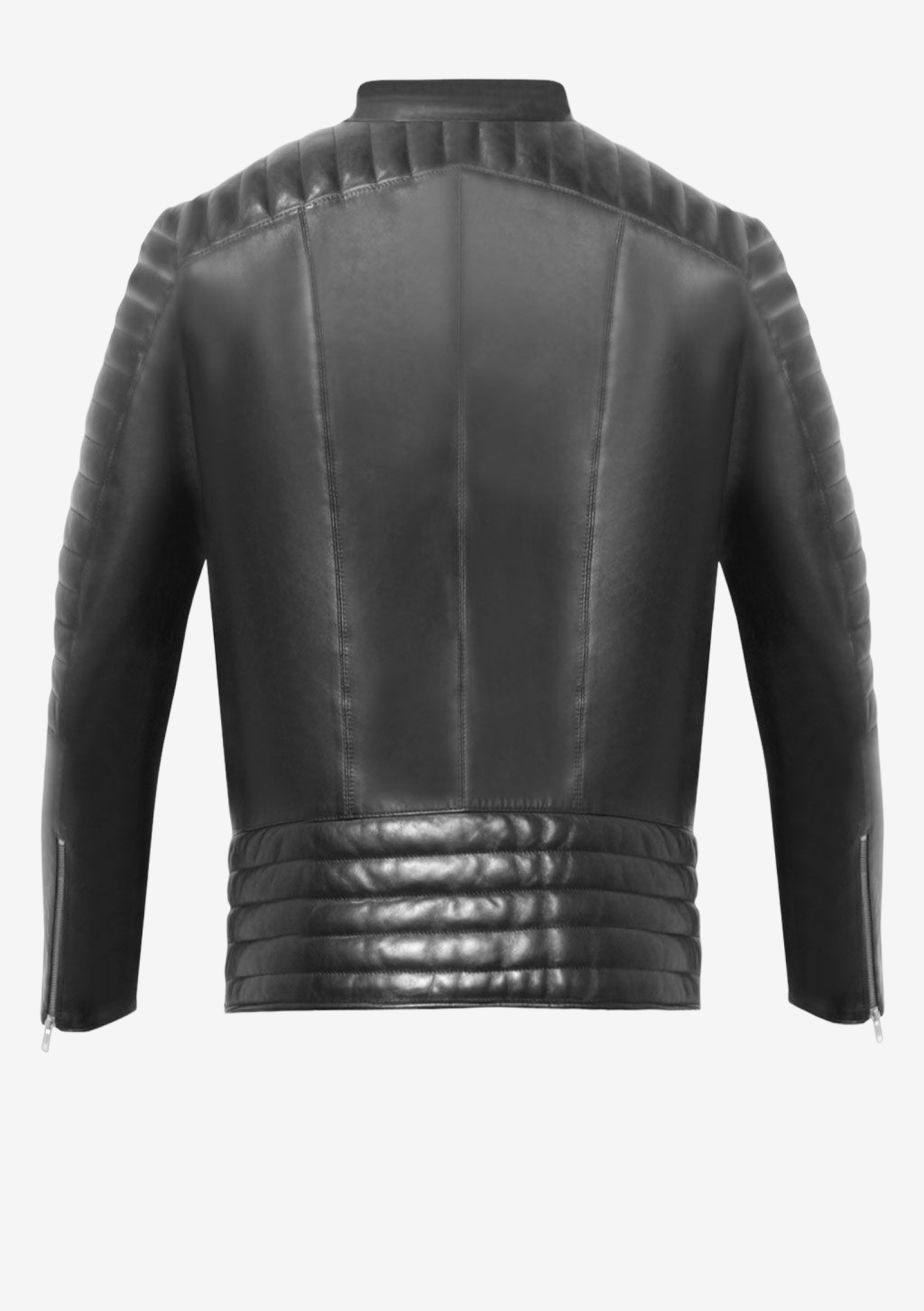 Designer Lederjacke Herren von Stefan Eckert, Biker Lederjacke mit Steppungen, Exklusives Lammleder, Farbe schwarz