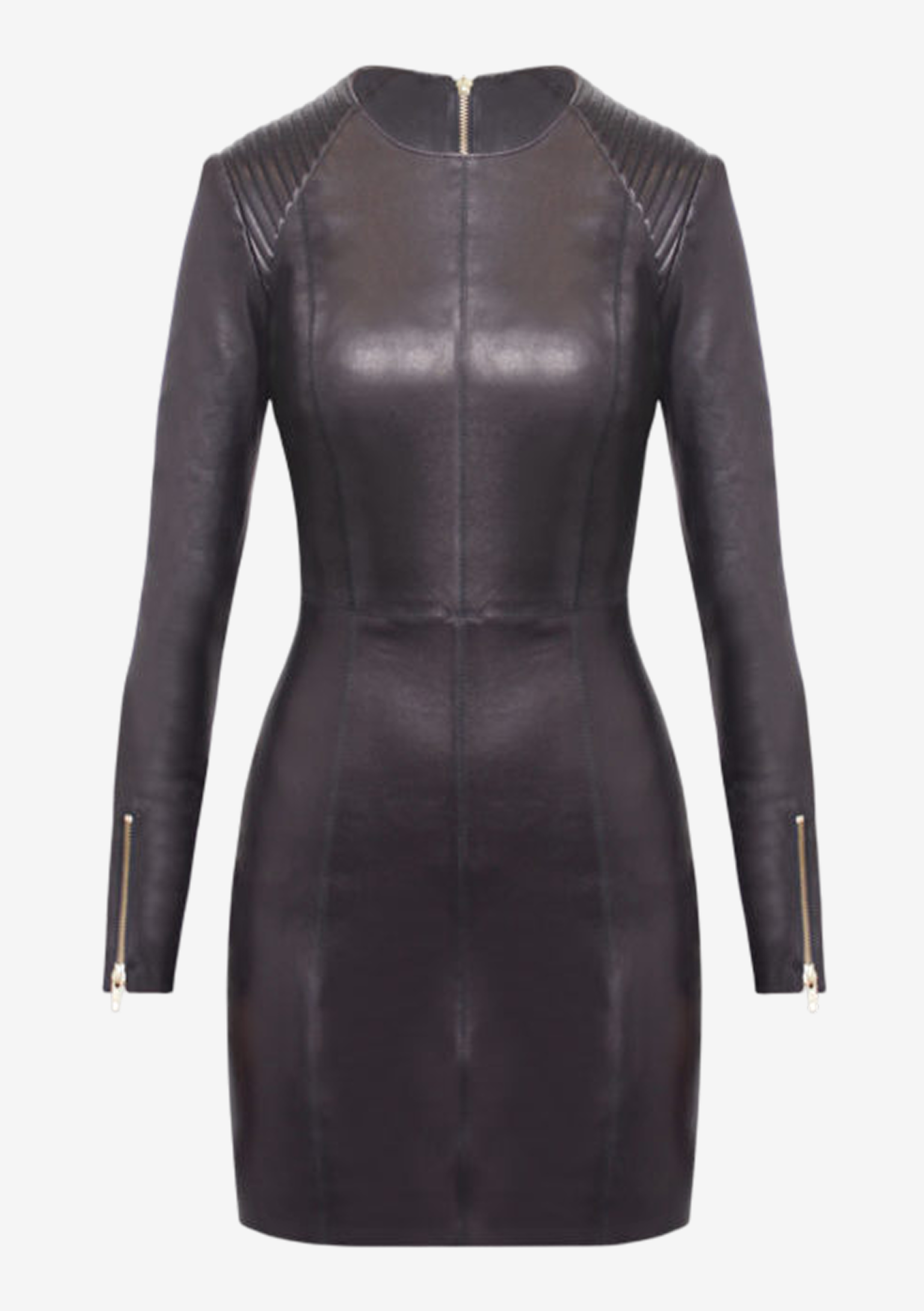 Designer Lederkleid von Stefan Eckert mit langen Ärmeln, Farbe schwarz, hergestellt aus exklusivem Lamm-Stretchleder.