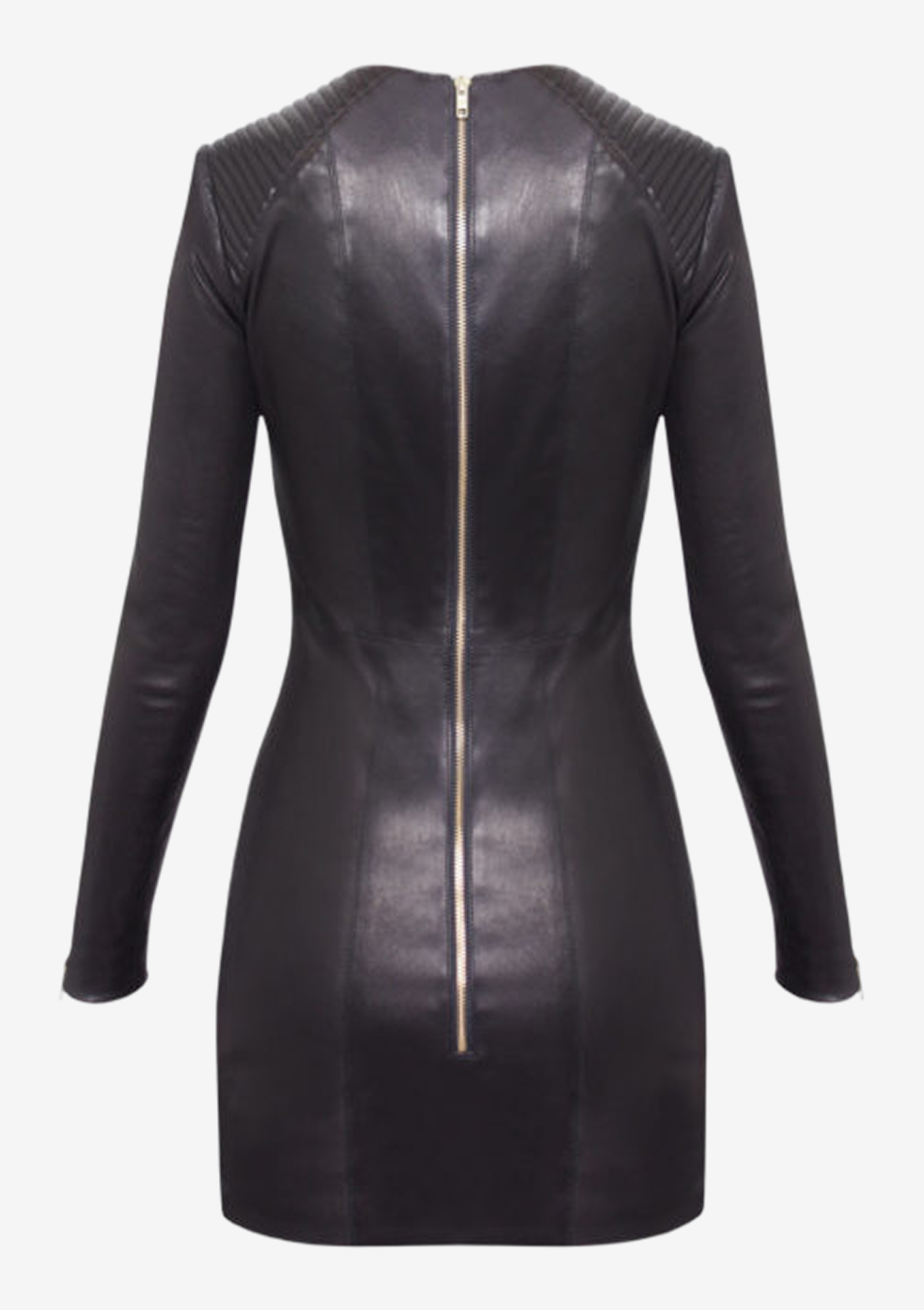 Designer Lederkleid von Stefan Eckert mit langen Ärmeln, Farbe schwarz, hergestellt aus exklusivem Lamm-Stretchleder.