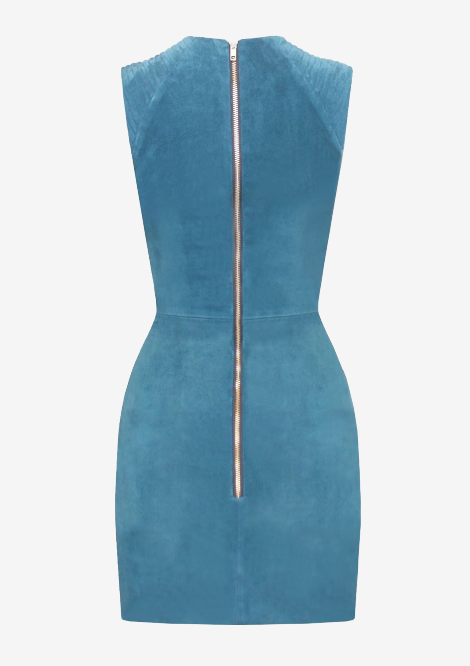 Lederkleid-Velours-Petrol-von Designer Stefan Eckert-1