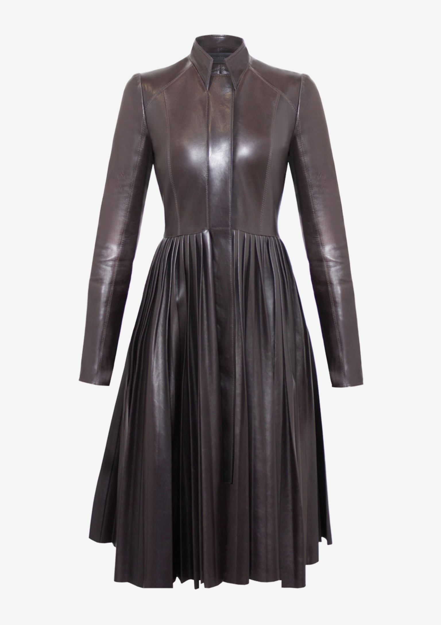 Luxus Ledermantel Damen mit Plisseefalten von Designer Stefan Eckert aus Hamburg, aus edlem Lammleder
