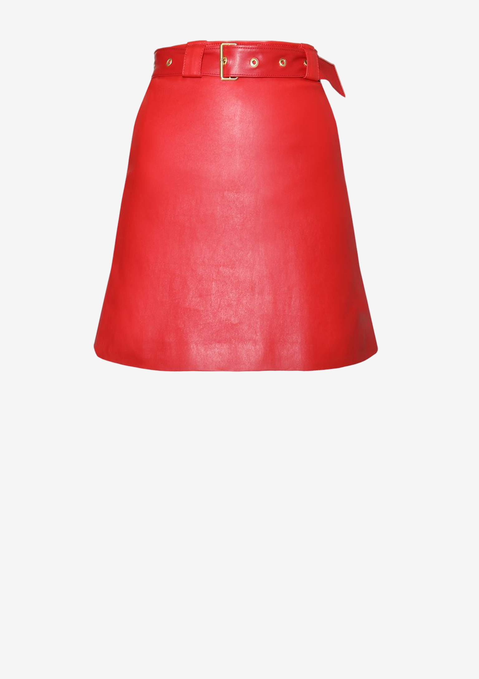Luxus Lederrock rot mit Gürtel-Minirock-von Designer Stefan Eckert aus Hamburg, aus Lamm-Stretchleder