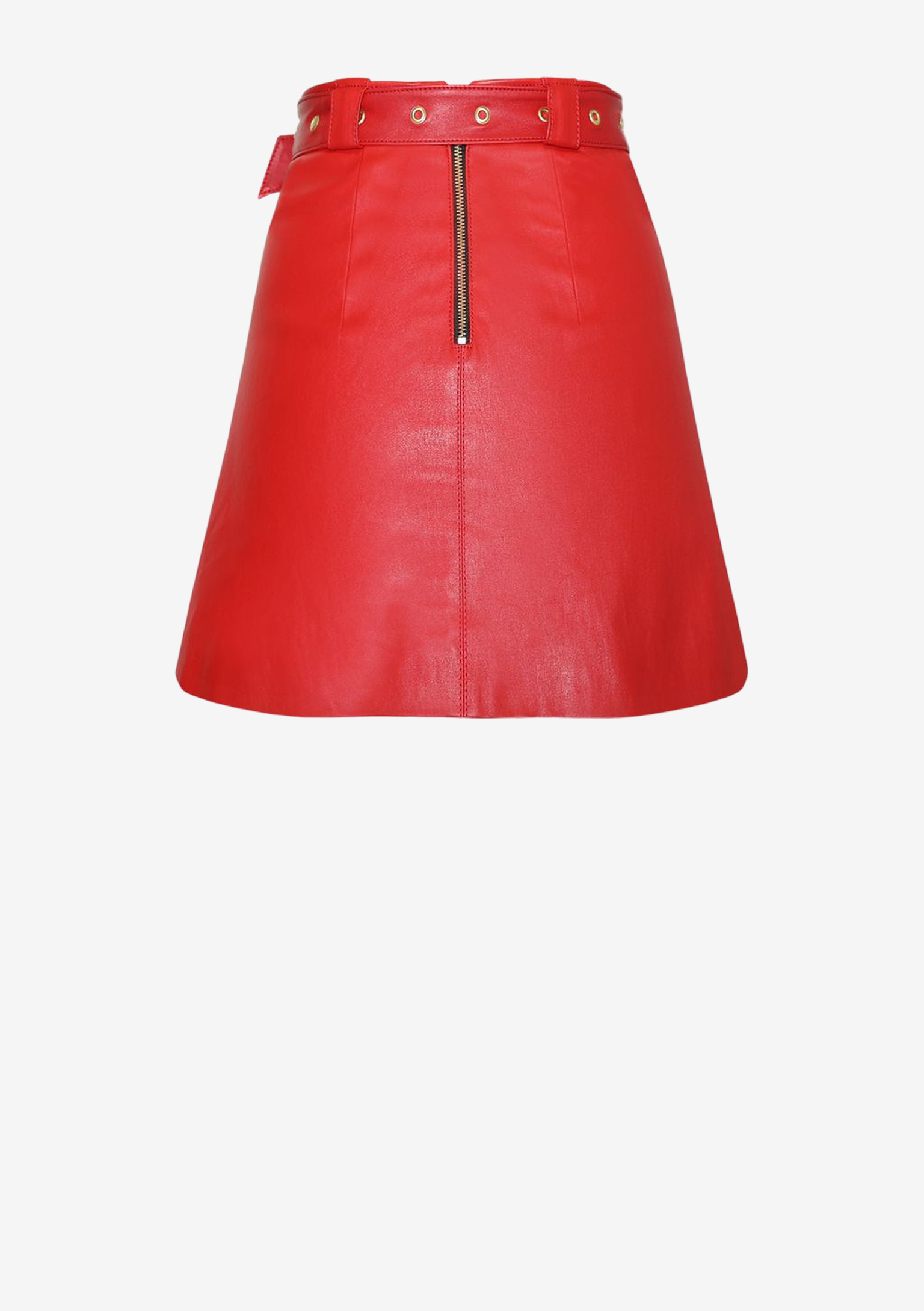 Luxus Lederrock rot mit Gürtel-Minirock-von Designer Stefan Eckert aus Hamburg, aus Lamm-Stretchleder
