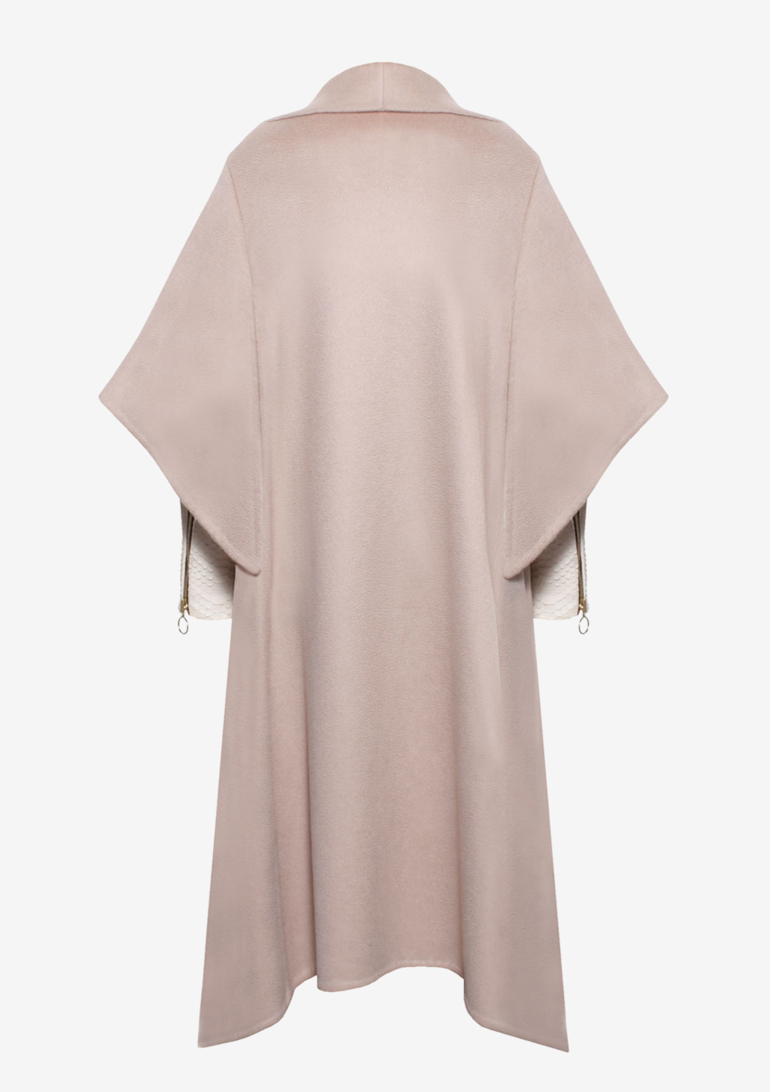Luxus Mantel Double Kaschmir mit Pythonärmeln für Damen von Designer Stefan Eckert, in Farbe beige, Erhältlich im Onlineshop und als Maßanfertigung im Store in Hamburg