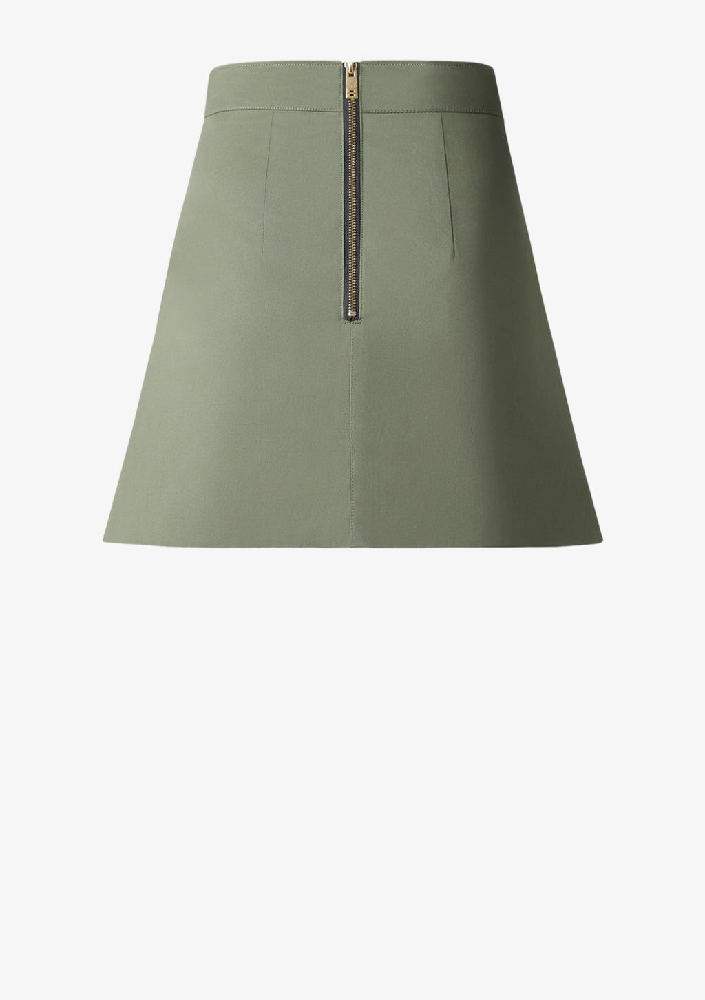 Safari Minirock mit Lederapplikationen in khaki von Designer Stefan Eckert. Erhältlich in Hamburg, London, New York, London und Paris. Skirt with leather applications in khaki by designer Stefan Eckert. Available in Hamburg, London, New York, London and Paris.