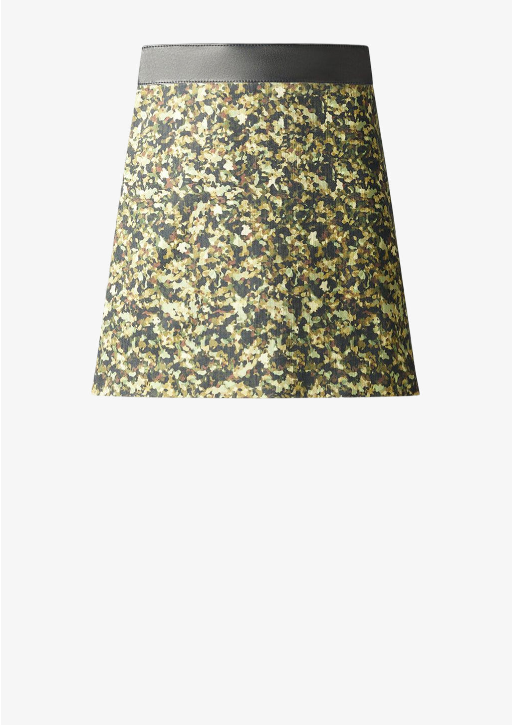 Camouflage Minirock mit Lederbund von Designer Stefan Eckert. Erhältlich in Hamburg, London, New York, London und Paris. Skirt camouflage with leather waistband by designer Stefan Eckert. Available in Hamburg, London, New York, London and Paris.