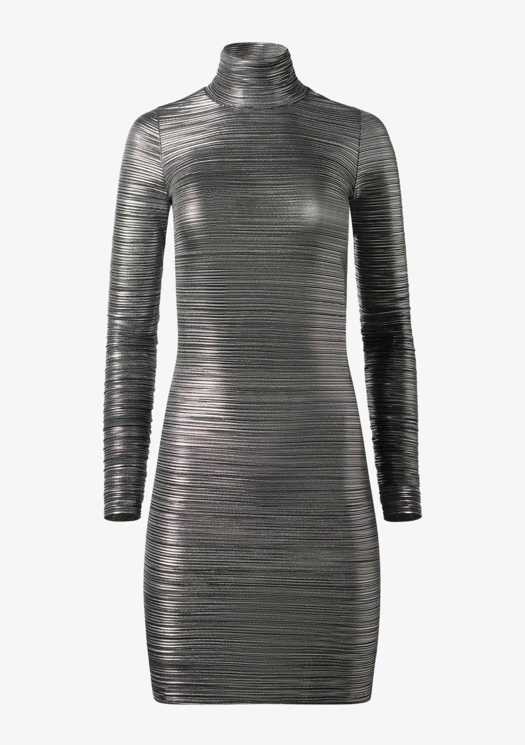Plissee Kleid Silber von Designer Stefan Eckert aus elastischem und leichtem Polyamid. Erhältlich in Hamburg, London, New York, London und Paris. Pleated dress by designer Stefan Eckert made of elastic and lightweight polyamide. Available in Hamburg, London, New York, London and Paris.