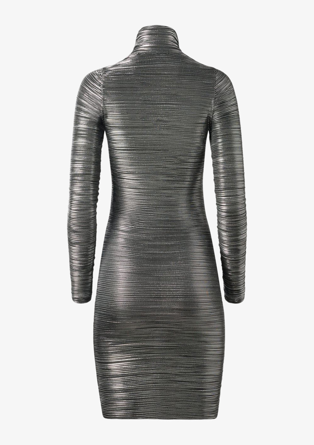 Plissee Kleid Silber von Designer Stefan Eckert aus elastischem und leichtem Polyamid. Erhältlich in Hamburg, London, New York, London und Paris. Pleated dress by designer Stefan Eckert made of elastic and lightweight polyamide. Available in Hamburg, London, New York, London and Paris.