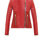 Luxus Lederjacke Damen rot von Designer Stefan Eckert aus Hamburg, mit Rückentsteppung