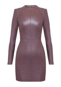 Lederkleid Langarm Aubergine-mit-langen-Ärmeln,-von-Modedesigner-Stefan-Eckert-aus-Hamburg-1