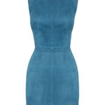 Lederkleid-Velours-Petrol-von Designer Stefan Eckert-1