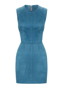 Lederkleid-Velours-Petrol-von Designer Stefan Eckert-1