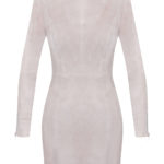 Lederkleid Langarm Velours Beige, mit langen Ärmeln, von Designer Stefan-Eckert-1