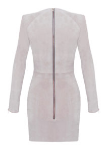 Lederkleid Langarm Velours Beige, mit langen Ärmeln, von Designer Stefan-Eckert-Insta-2