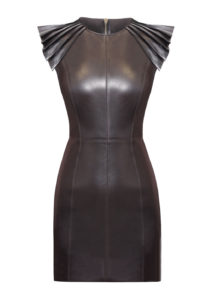Lederkleid mit Plissee-Schultern - Lederkleid-mit-Schulterfalten-von Designer Stefan Eckert aus Hamburg-1
