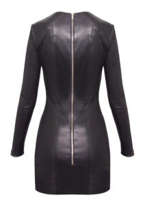 Lederkleid Langarm Schwarz,-aus Stretchleder,-von-Designer-Stefan-Eckert-aus-Hamburg-2