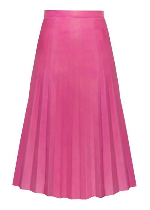 Plisseerock Leder Pink-Faltenrock-aus edlem Leder-von-Designer-Stefan-Eckert-aus-Hamburg-1