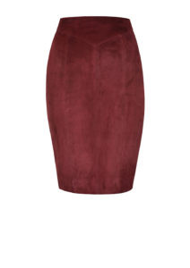Lederrock Velours, Bordeaux-Bleistiftrock, von Designer Stefan Eckert aus Hamburg-1