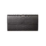 Portemonnaie Python Schwarz, mit Klappe, aus Python Leder, von Modedesigner Stefan Eckert aus Hamburg