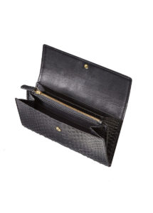 Portemonnaie Python Schwarz, mit Klappe, aus Python Leder, von Modedesigner Stefan Eckert aus Hamburg