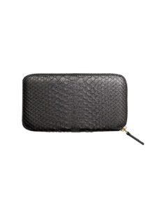 Portemonnaie Python Schwarz, mit Reißverschluss, aus Python Leder, von Modedesigner Stefan Eckert aus Hamburg