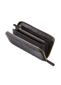 Portemonnaie Python Schwarz, mit Reißverschluss, aus Python Leder, von Modedesigner Stefan Eckert aus Hamburg