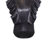 Leder Top mit Plissee-Ärmeln - Leder-Plissee-Bluse-, Ledertop, in Farbe schwarz, von Designer Stefan Eckert aus Hamburg-1