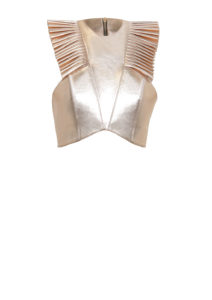 Leder Top Metallic - Ledertop-mit-Falten,-metallic-kupfer,-lammleder,-von-Modedesigner-Stefan-Eckert-aus-Hamburg-1