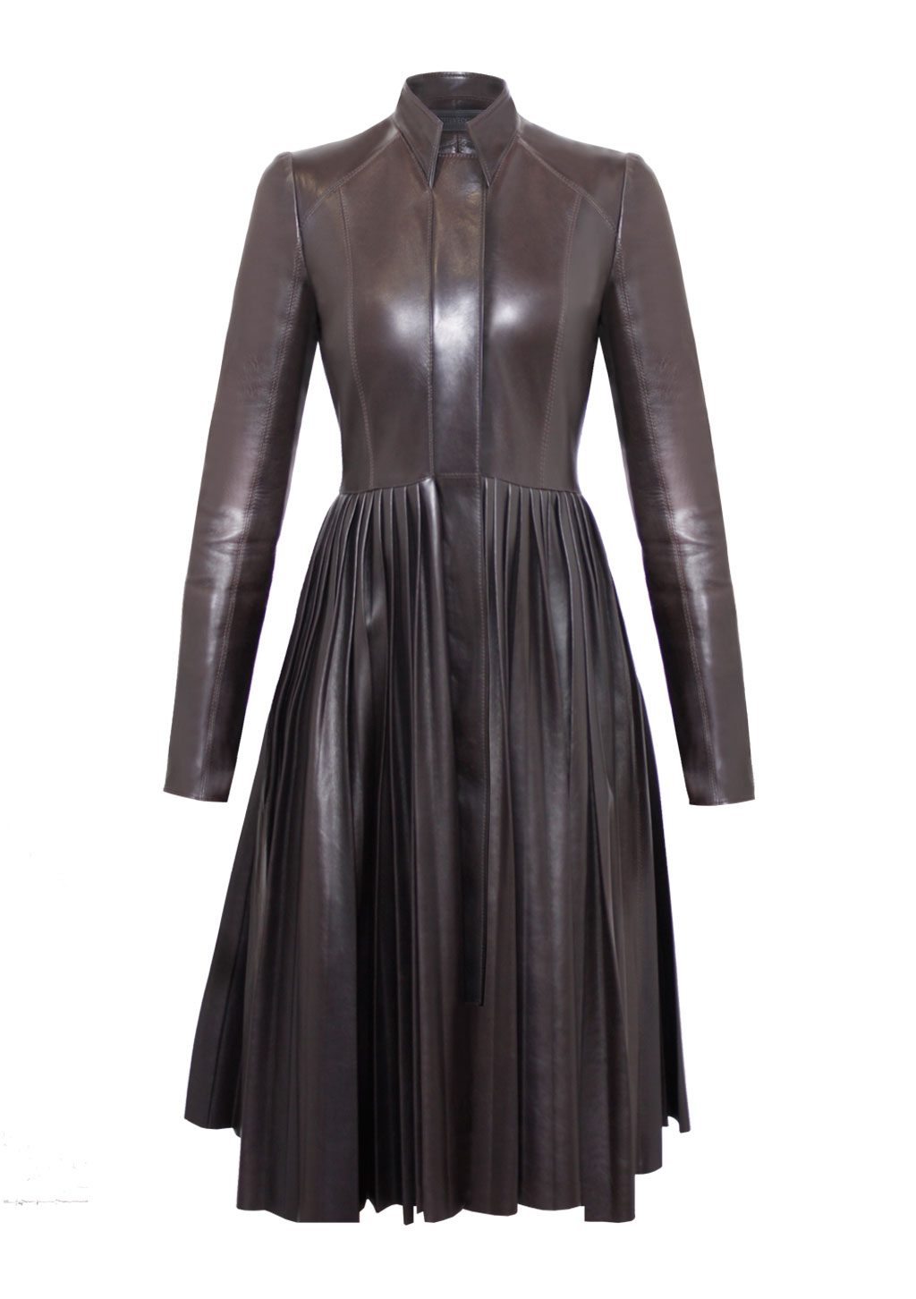 Pleated Leather Coat Women — By designer Stefan Eckert