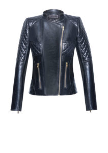 Lederjacke Damen Rauten B3 - Biker-Lederjacke-Damen-mit-Wabensteppung-back,-von-Modedesigner-Stefan-Eckert-aus-Hamburg-1