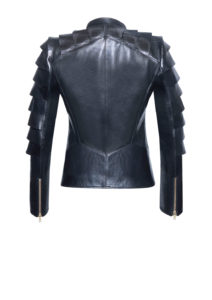 Lederjacke Damen Schuppen - B4 - Biker-Lederjacke-Damen-schwarz-mit-Schuppen, von Designer Stefan Eckert-2