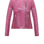 Luxus Lederjacke Damen berry von Designer Stefan Eckert aus Hamburg, mit Rückentsteppung